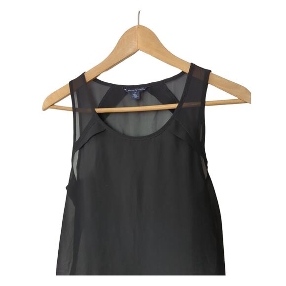 American Eagle Sleeveless Sheer Pleated Front Blouse Size S/P - Picture 3 of 4